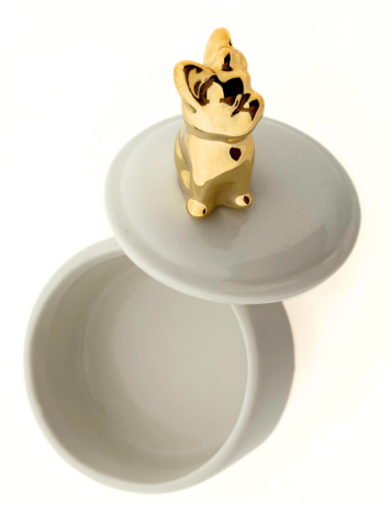 Mini urn 'Gouden hond' - Wit